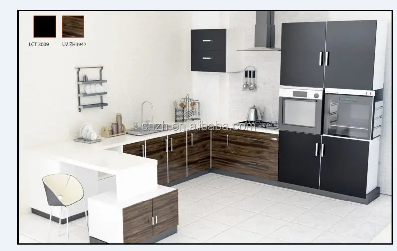 Liberia high glossy finish integrated kitchen cabinets small kitchen design