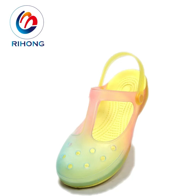 2019 new arrival fashionable wedge women pvc clear plastic clogs shoes