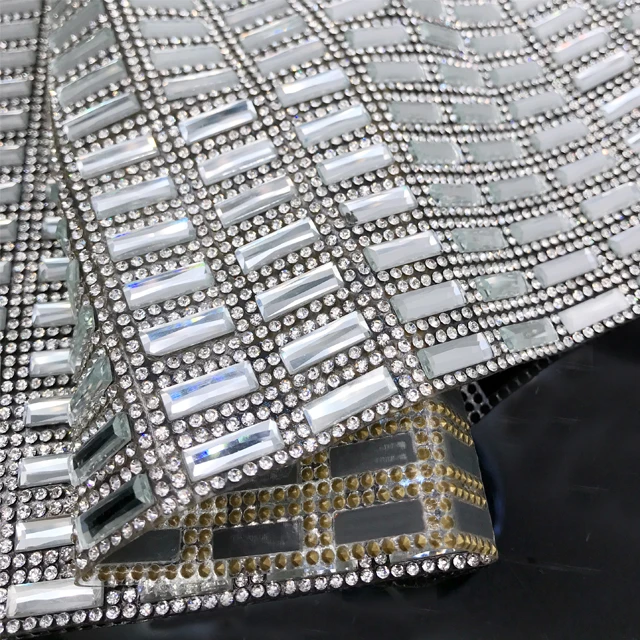 wa045 factory price adhesive mesh trim crystal rhinestone sheet for decoration