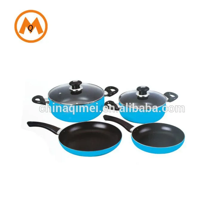 non-stick or ceramic coating aluminum cookware set with two fry pans