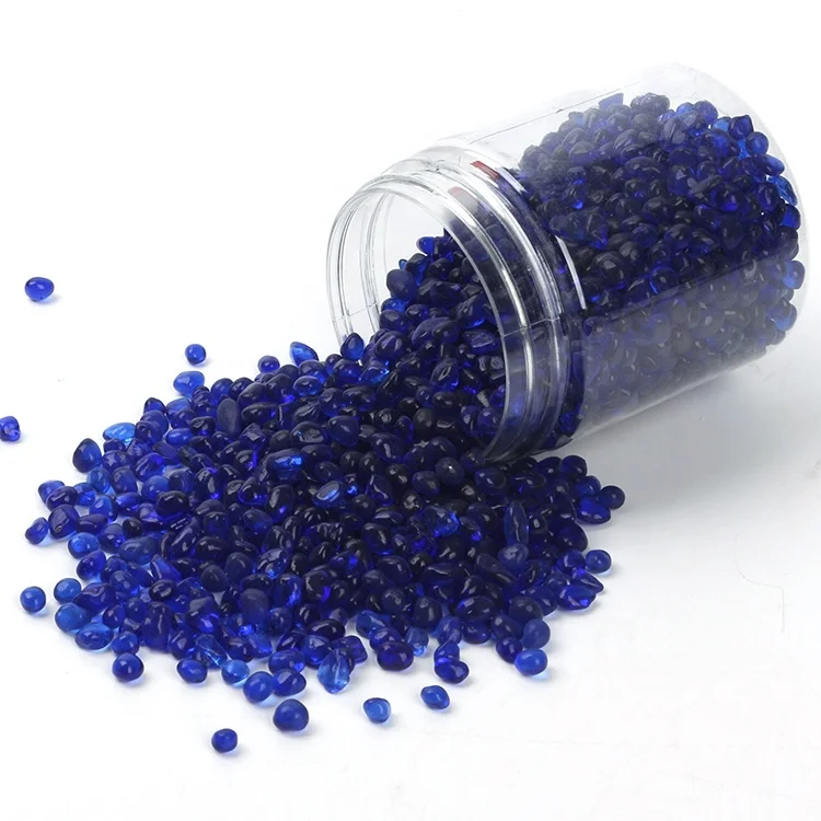2-6mm Wholesale High Luster Cobalt Blue Glass Beads Sapphire Blue Fire Glass Pebbles for Fire Pit Patio DIY Artworks Decor