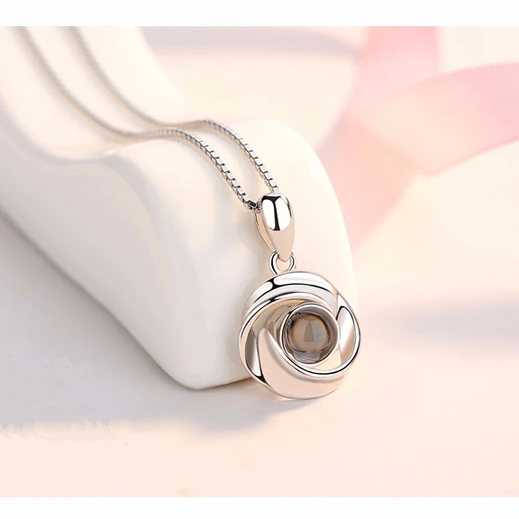 
Simple style silver jewelry 100 language i love u pendant necklace 