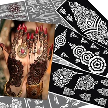 10 pcs Stencils Tatuagem de Henna Mehndi Indiano, Os Modelos de Aerógrafo Flor Do Laço Mão Pé Pulso Stencils Tatuagem de Henna Para O Corpo pintura