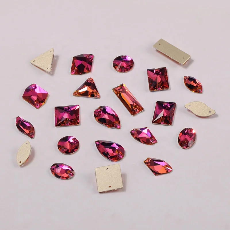 YANRUO  3230 All Sizes Fuchsia Drop Flatback Sew On Crystal Strass Loose Rhinestone Beads For Garment Accessories