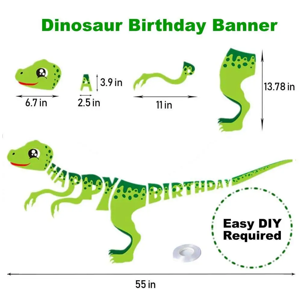 
dinosaur party supplies Balloons Garland Kit ROAR Foil Balloon Happy Birthday Banner for Boys 3 4 Birthday Party Baby Shower 