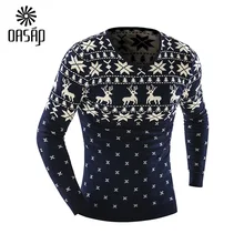 OASAP 2015 New Arrival Sweaters Stylish Deer Animal Print Knitted Long Sleeve Sweater Men Sweater Male Sweaters Pullover-88332