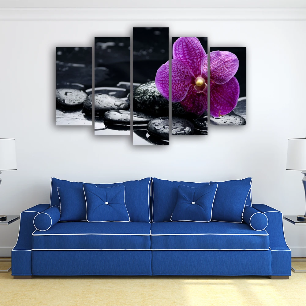 
5 pieces modern digital wall printing decor canvas orchid wall art flowers murals painting art for home decorative dropship 