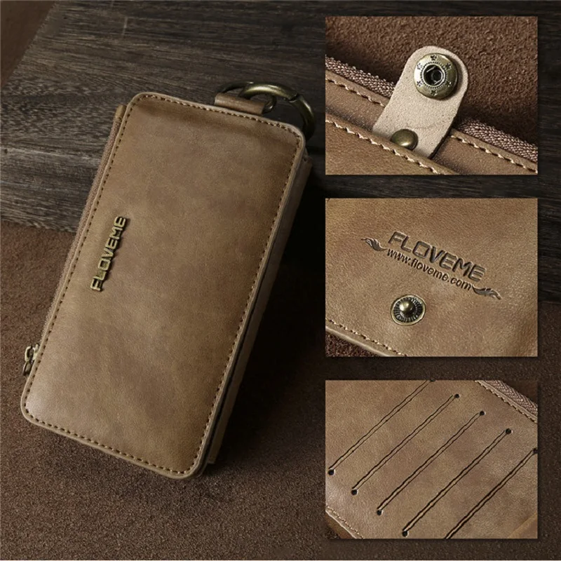 
FLOVEME Business Leather Wallet Phone Bag Cases For iPhone XS Max XR X 8 7 6S plus Cover For samsung S10 plus e S9 note 9 