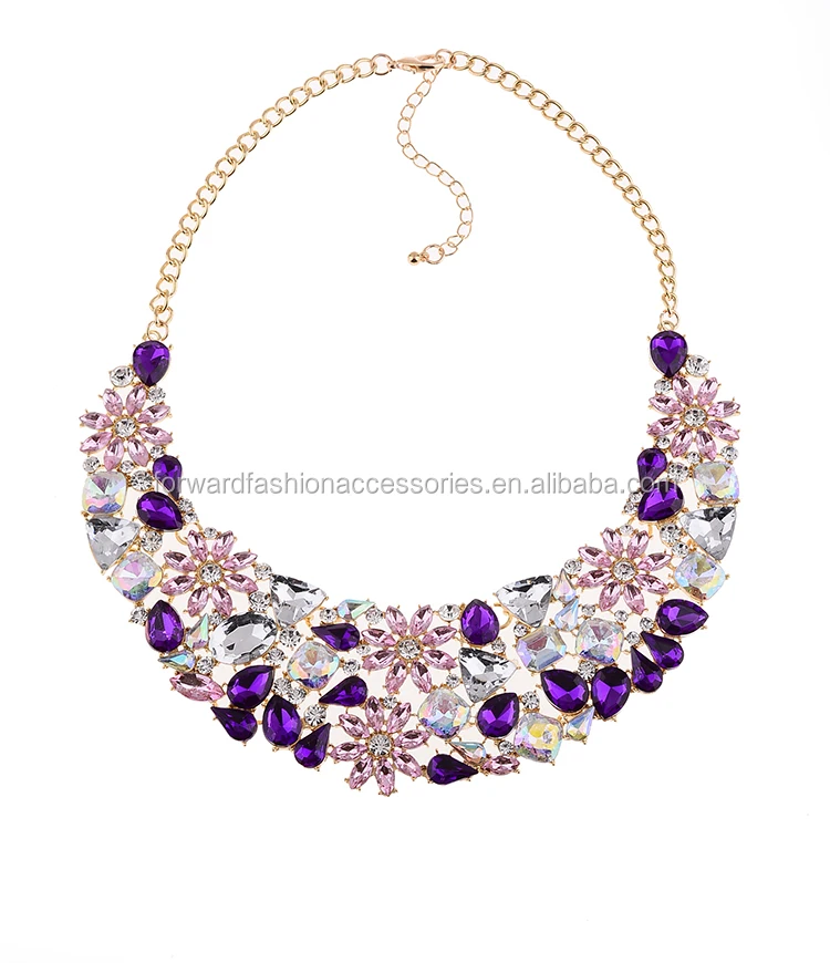 Fashion Crystal Jewelry Stacked Full Gemstone Lady Bib Choker