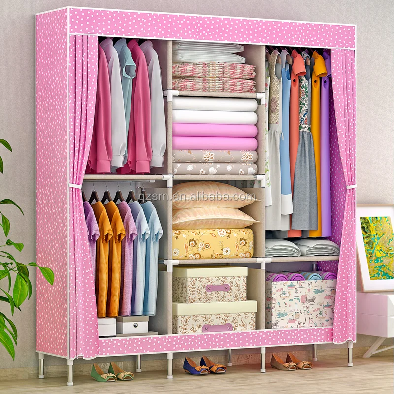 Modern Design Ropero Bedroom Furniture Double Color Wardrobe Design Godrej Steel Almirah Fabric Clothes Wardrobe