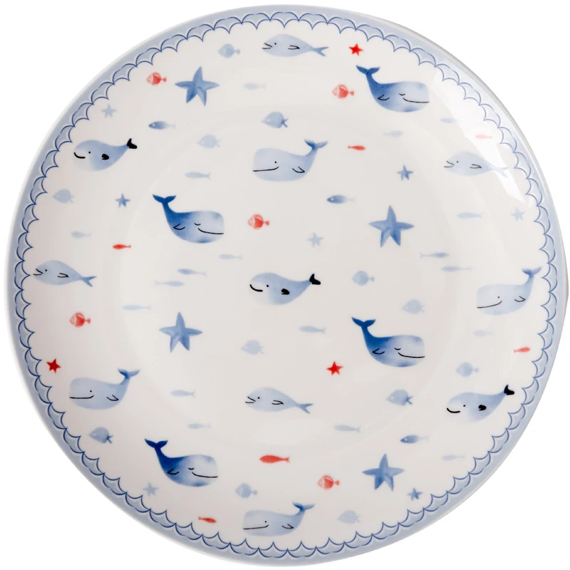 bone china dinner set bio plate with fishes pattern