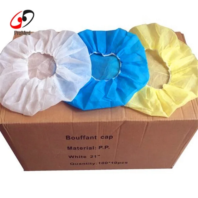 Non Woven Double Elastic Surgical Head Hair Cover Nonwoven Disposable Hair Net Cap Clip Caps Medical Bouffant Cap Disposable Hat