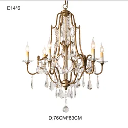 Modern Brass Gold Rustic Led Luxury K9 Crystal Glass Chandelier Antique Light for Living Room
