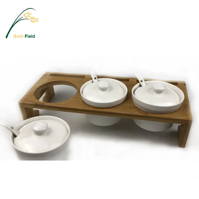 Kitchen Supplies White Seasoning Pots With Lids&spoons