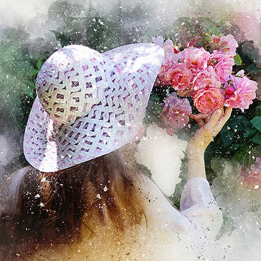 Алмазная живопись 5D «сделай сам», Алмазная мозаика с рисунком девушки и цветка, полная вышивка крестиком из смолы