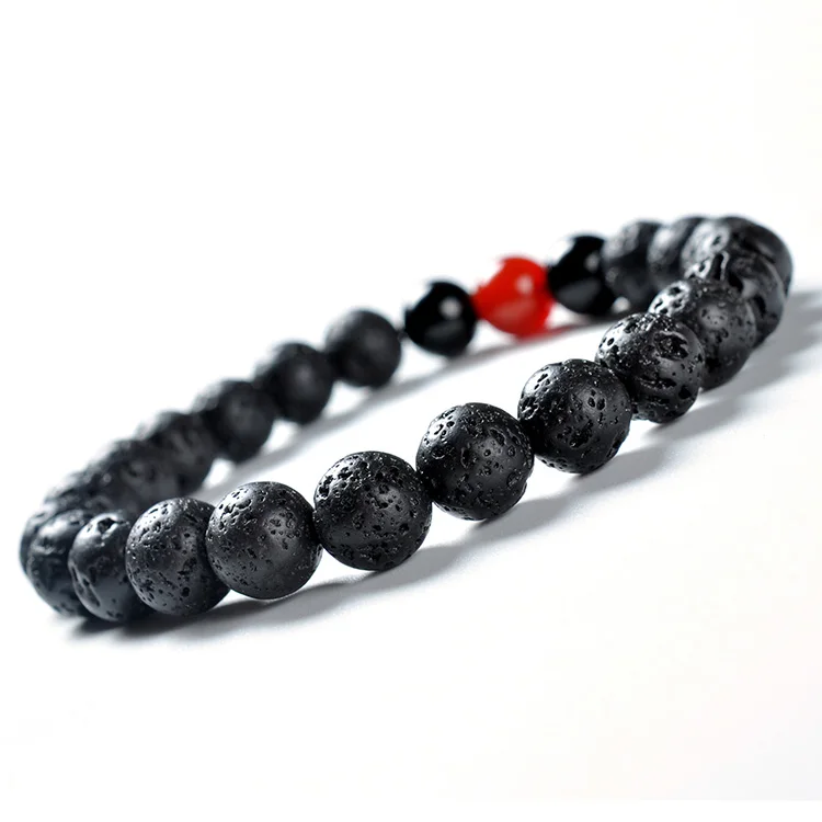 F90 Trending Products 2020 New Arrivals Red Black Agate Ginspiration Aromatherapy Essential Oil Unisex Magnetic Rosary Bracelet