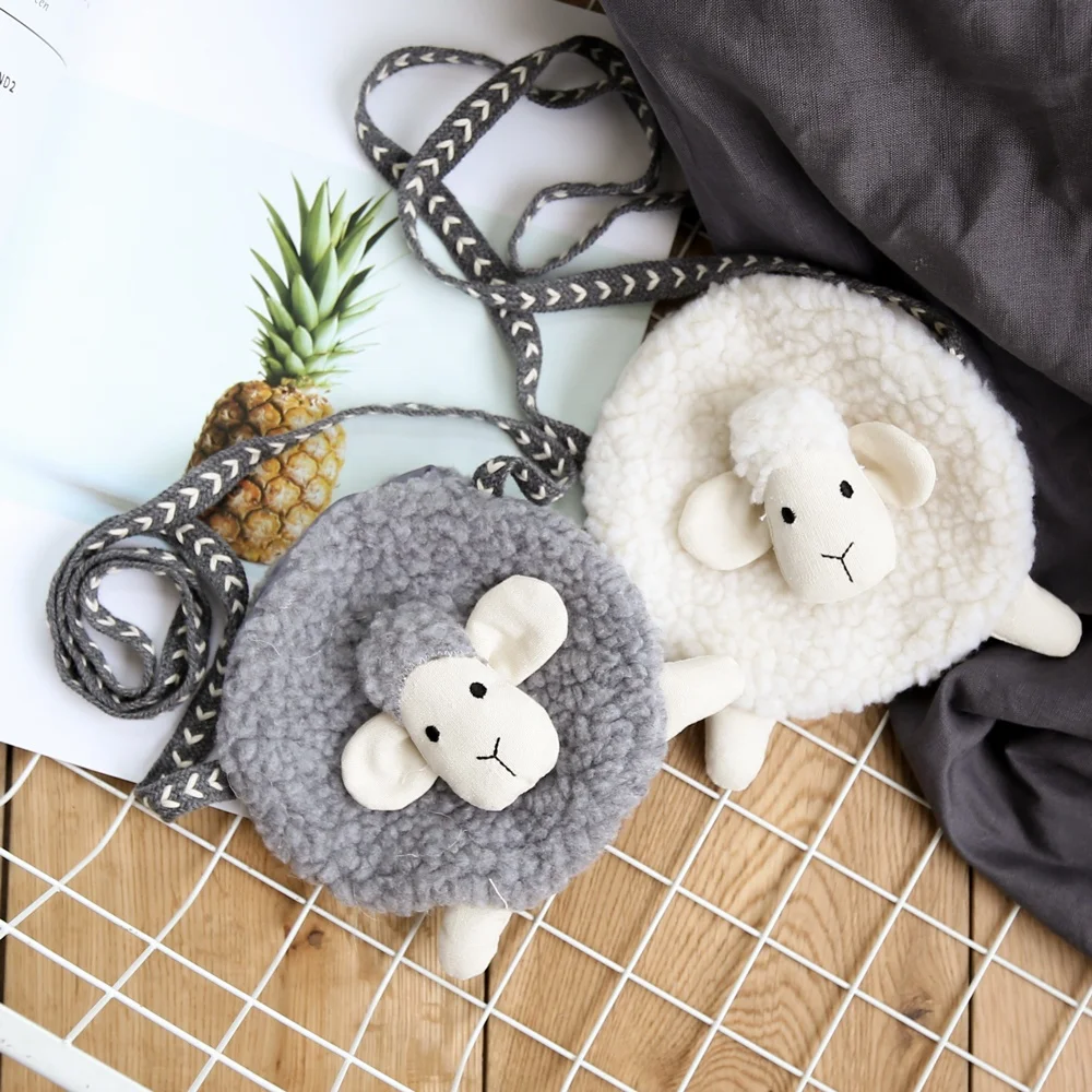 Little Lamb Bags for Kids Wholesale Kids Children Cute Sheep Makeup Bag Little Girls 3D Animal Cross Body Kids Messenger Bag