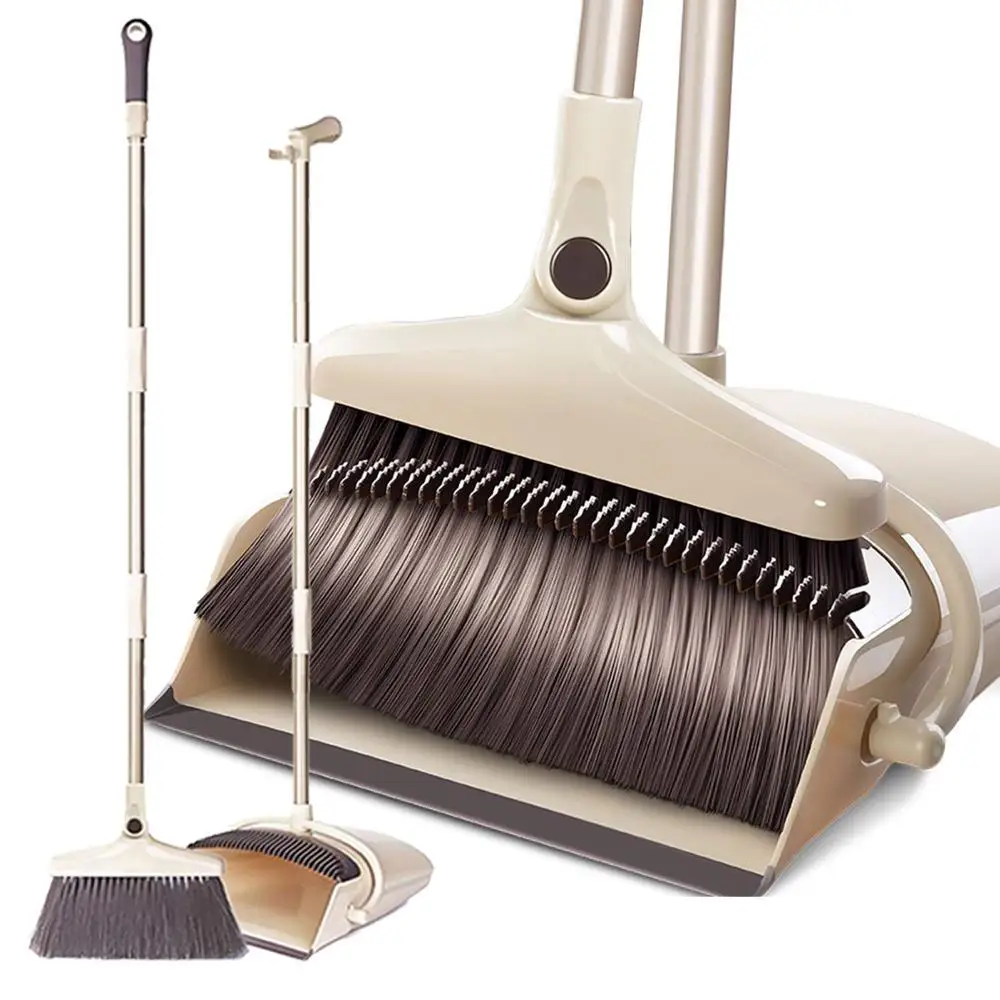 Greenwell Floor Cleaning Set Stainless Steel Handle Telescopic Broom and Dustpan