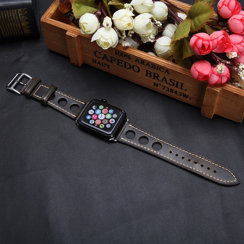 
 Ремешок из натуральной кожи в старинном изысканном стиле, модный ремешок для умных часов  