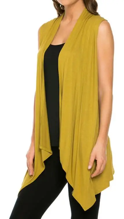 plus size Women Open Front Vest Long Tunic Top Shawl Collar Draped Cardigan