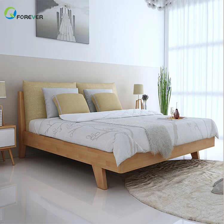Nordic Solid Wood Bedroom Economy Simple Modern Double Bed