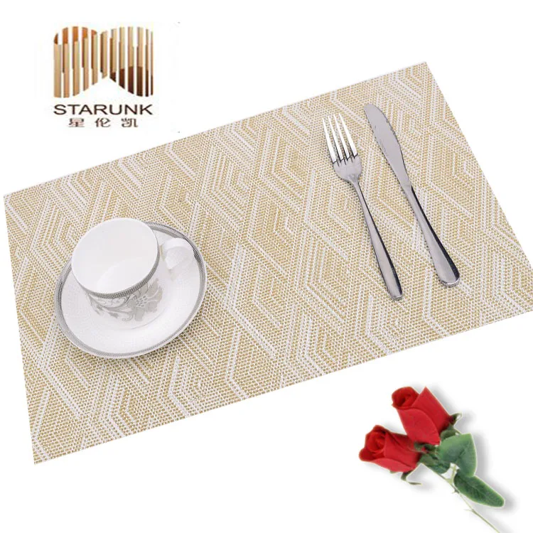 Woven Placemat Washable Rectangular Non Slip Water Proof Pvc High Quality Modern Plastic Woven Table Coasters for Decoration