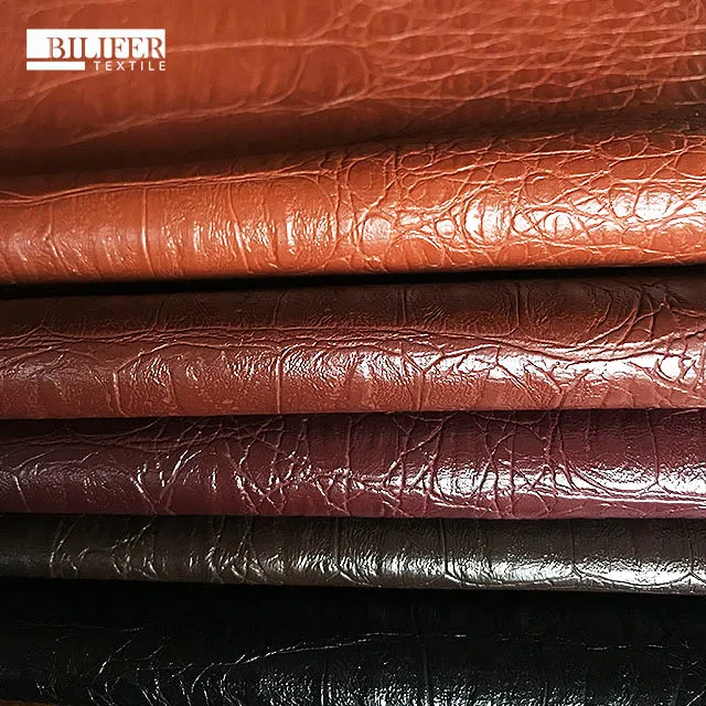 wholesale  good quality leather fabric artificial leather embossed crocodile pu leather