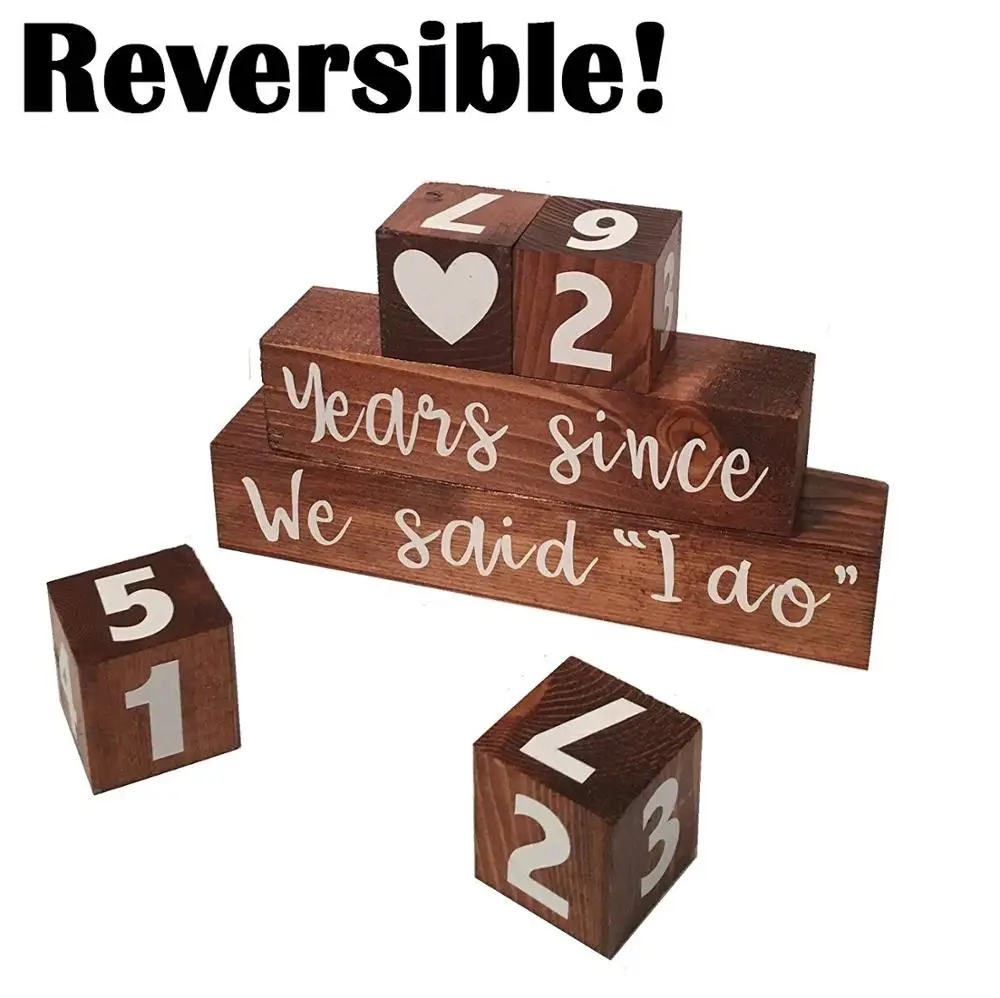 Long Lasting Engagement Mr and Mrs Wood Block Wedding Countdown Calendar Decor