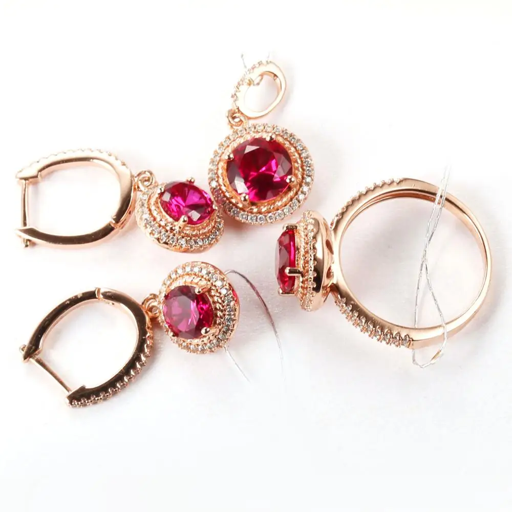 Ruby wedding jewelry set beautiful ruby bridal jewelry set 925 silver jewelry set ring necklace earrings