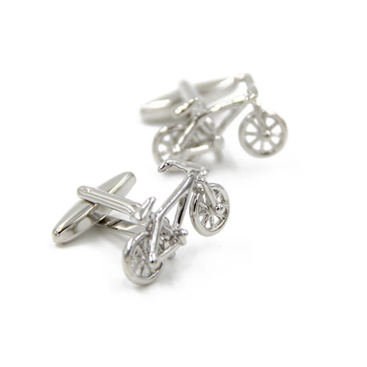 Cut Out Sliver Plated Sport Bicycle Cufflinks