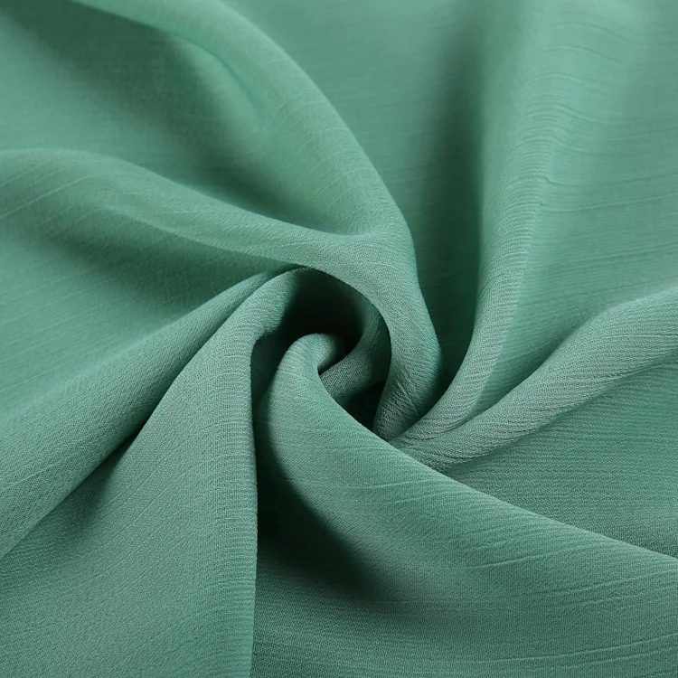 New product polyester green plain dyed recycle yoryu crinkle Korea composition chiffon fabric
