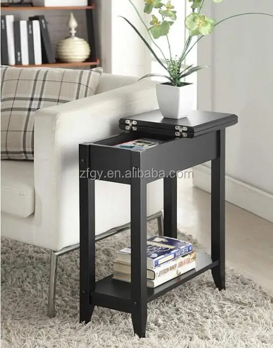 Convenience Concepts American Heritage Flip Top Wood Side End Table with shelf, White,Espresso,Black