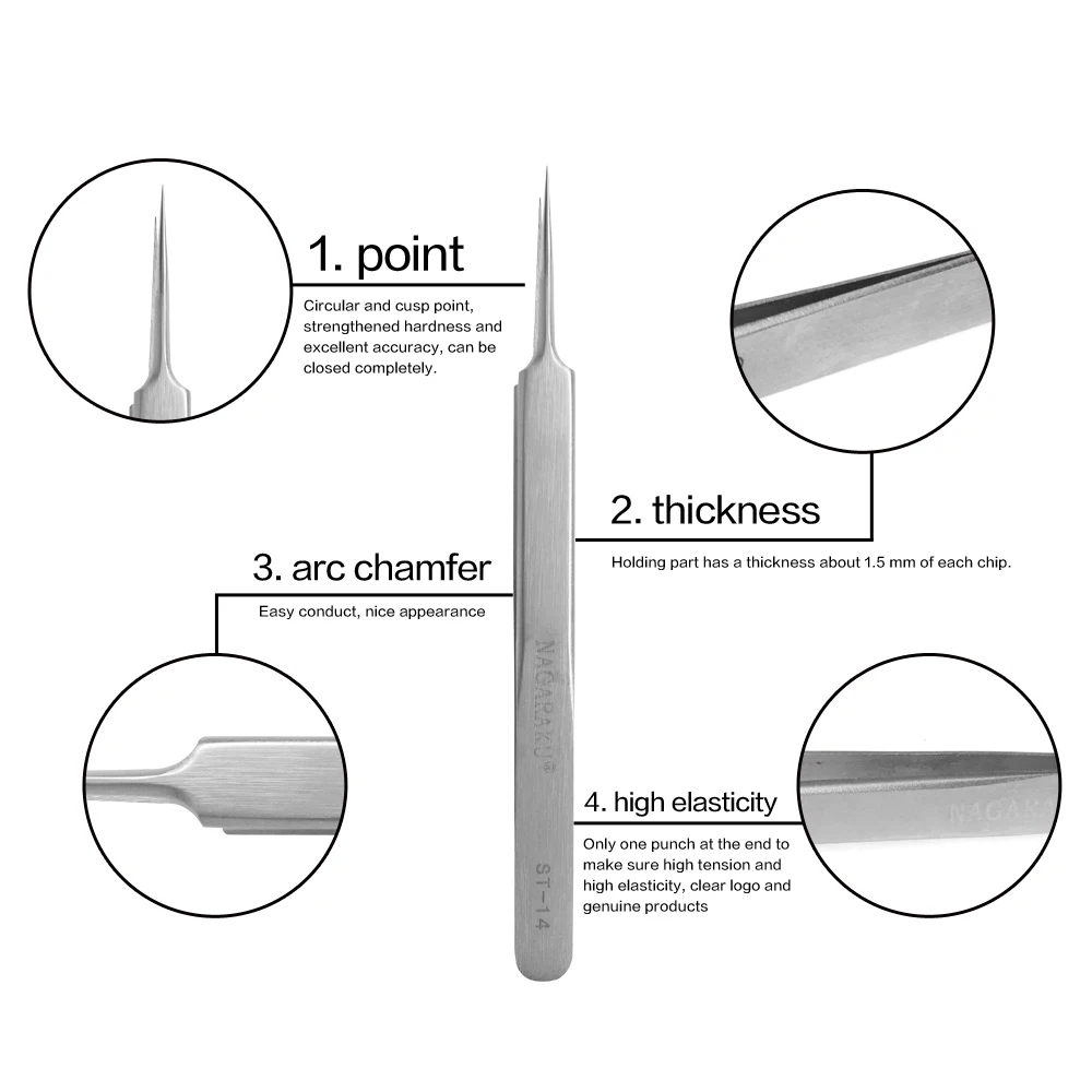 Straight & Curved Tweezers for Nail Art False Eyelash Extension tweezers Stainless Steel tweezer Make Up Tools
