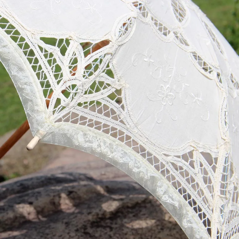Victorian Embroidery Flower Battenburg Lace Parasol With Lace Decoration Party Bridal Shower Photo Prop Bride Umbrella Gifts