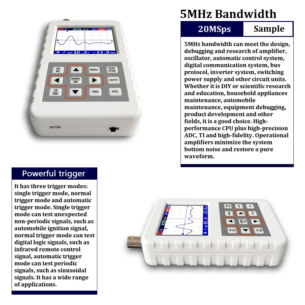
DSO FNIRSI PRO Handheld mini portable digital oscilloscope 5M bandwidth 20MSps sampling rate 