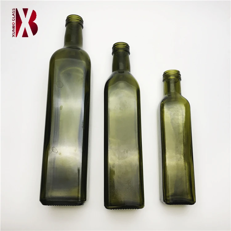 acceptable logo 250 ml 500 ml 750 ml dark antique green color olive oil glass bottles