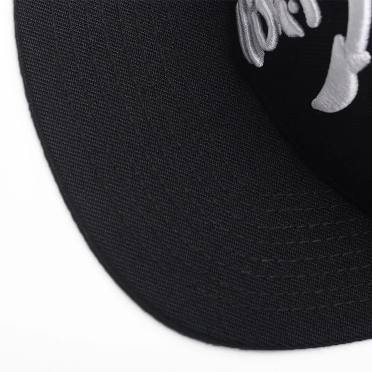 Custom 3d puff embroidery cheap black 6-panel waterproof hip hop snapback dad hat