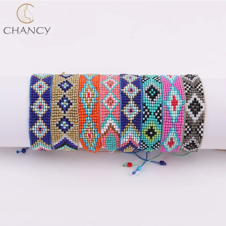 
Bohemian style jewelry multi-color resin seed bead bracelet 