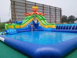 Export to malaysia ice and snow world theme inflatable water slide with pool for kids and adults, inflatable water park for sale