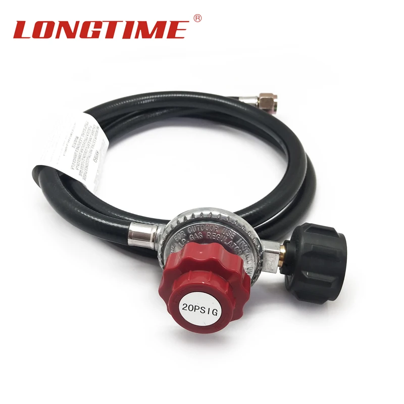 LONGTIME 0-20 PSI Adjustable High Pressure LP Gas Regulator and Hose Assembly