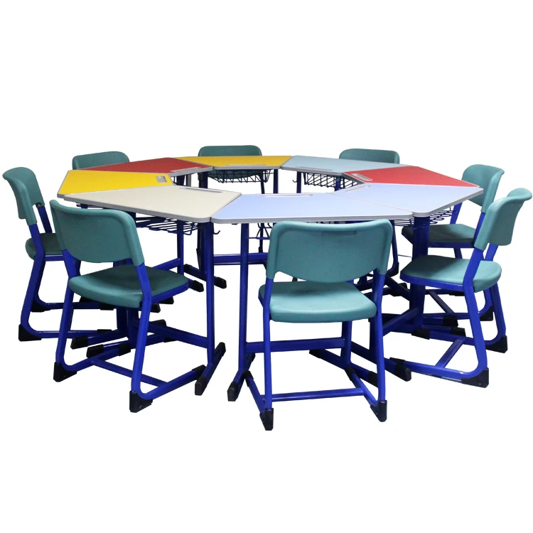 collaborative school furniture group trapezoid kids study table chair