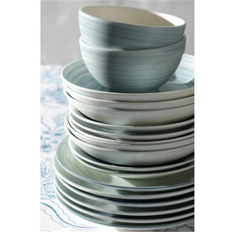 Hot selling High end fine turquoise retro porcelain hotel nordic dinnerware for banquet serving
