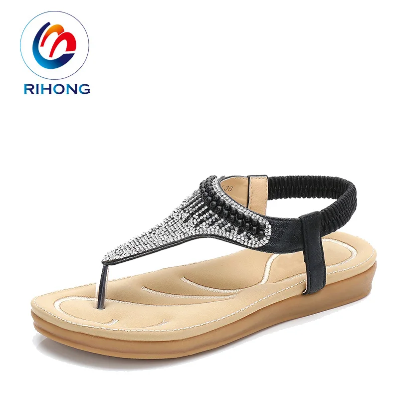 custom small moq quantity  tpr sole glitter sandal for women