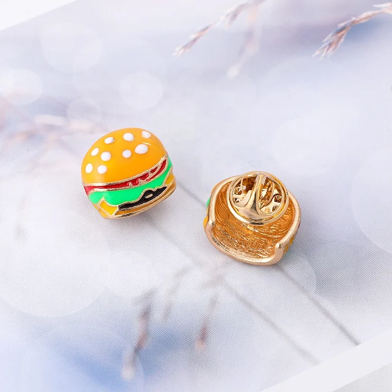 
bulk china manufacturer custom logo enamel metal cheap funny pizza hamburg hot dog lapel pin 