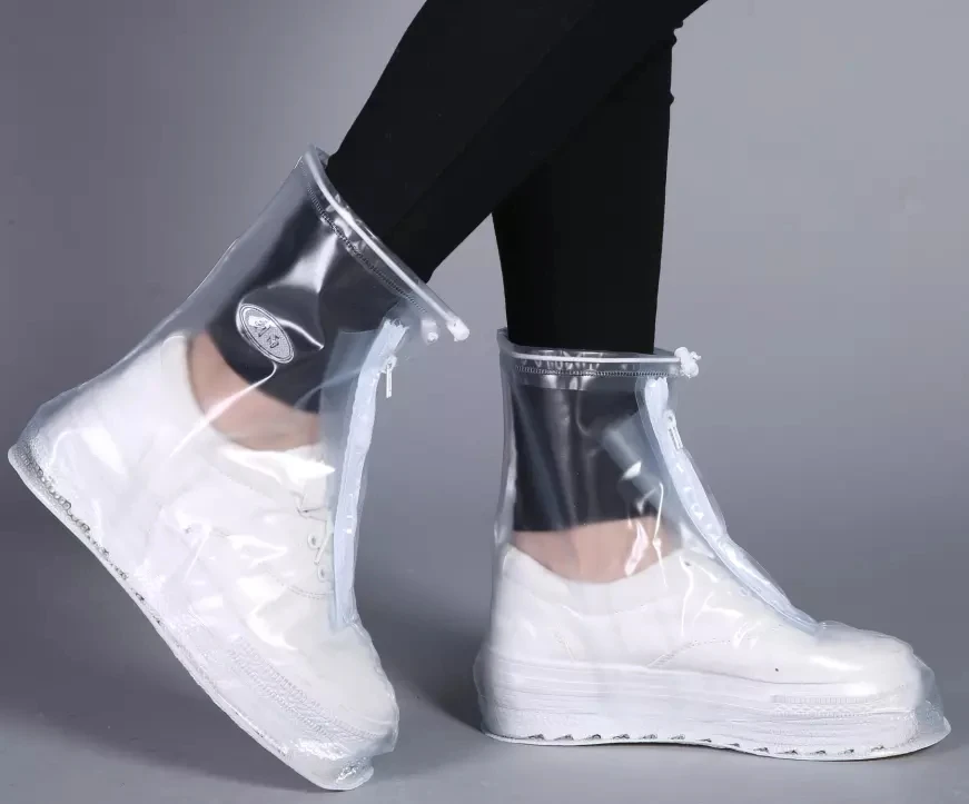 
LOGO printed reusable PVC plastic material rain shoe covers 
