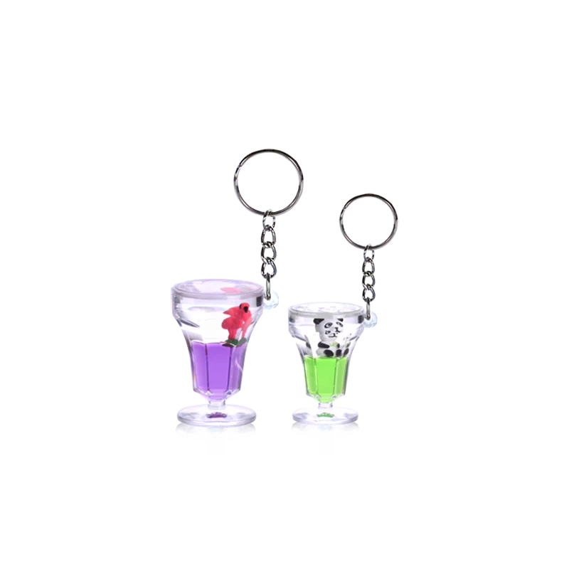 Promotional Plastic Keyrings Creative Boat Shape Oil Liquid Floating Keychain