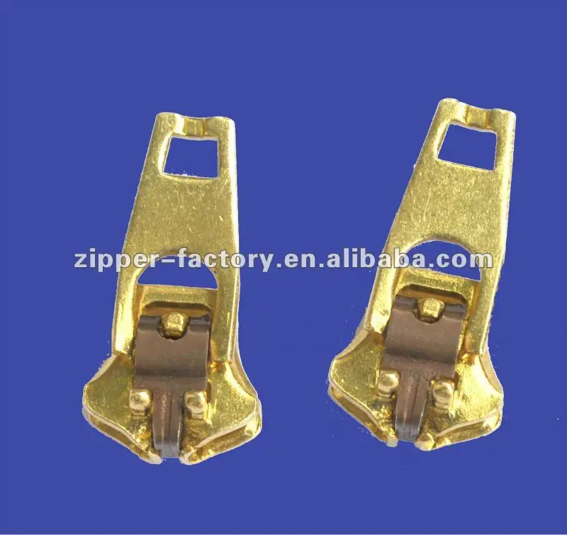 
Wholesale brass non magnetic single spring lock fashion zipper head fashion metal zipper slider reversible zipper slider 