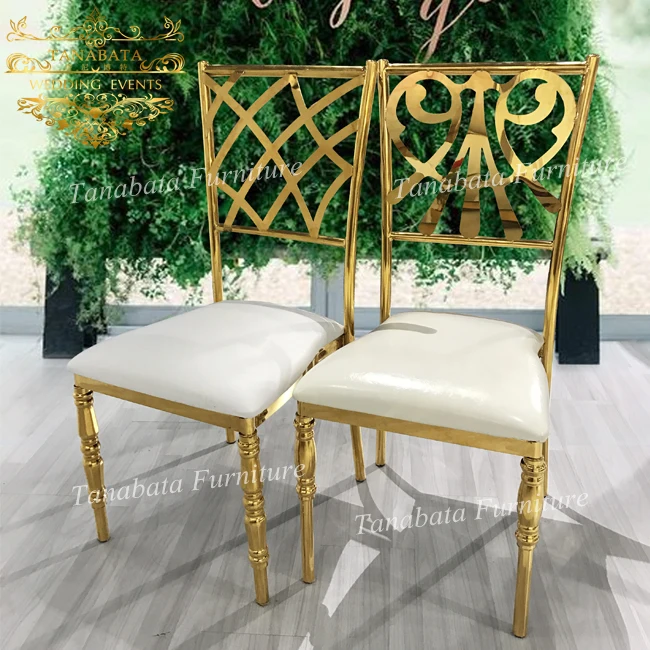 party events design carved back stainless steel metal gold royal wedding chair