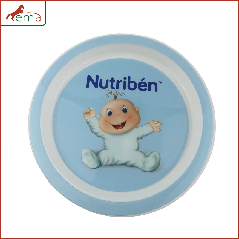 
OEM/ODM melamine like plastic plate baby plate with in mold label decoration 