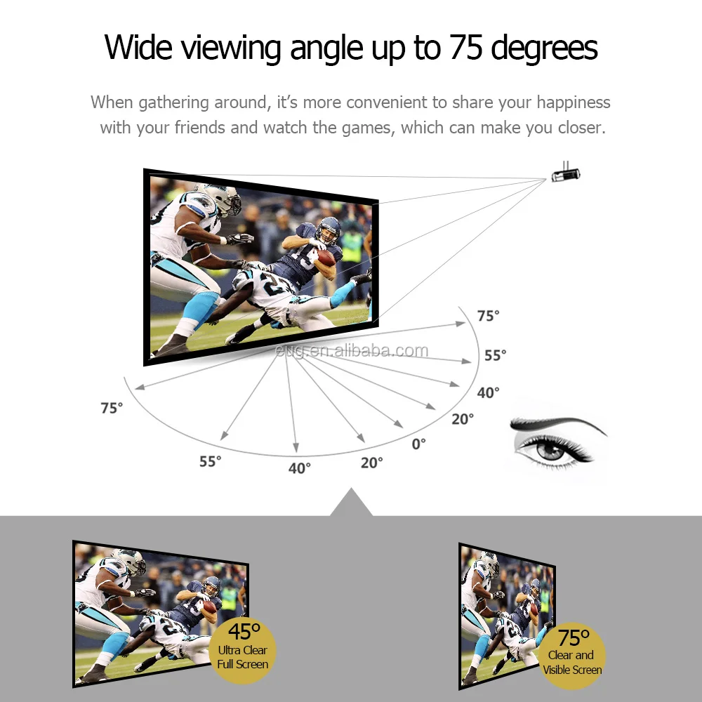 100 inches 16:9 Portable Projection Screen Projector Matte White Home Movie Theater portable projection screen